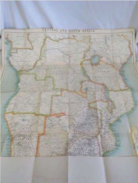 1907 Linen Bartholemews Map of Central and Southern Africa