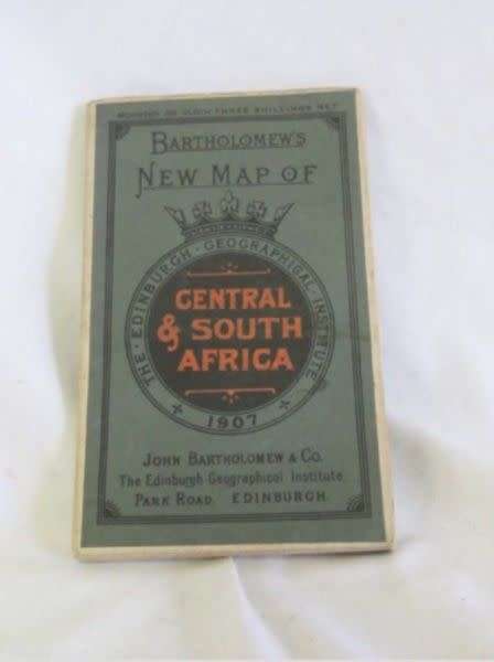1907 Linen Bartholemews Map of Central and Southern Africa