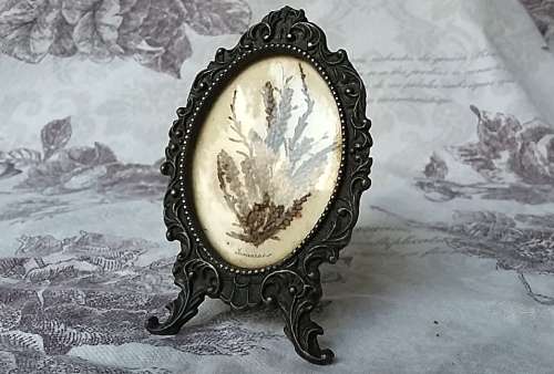 Vintage Botanical Pewter Picture Frame