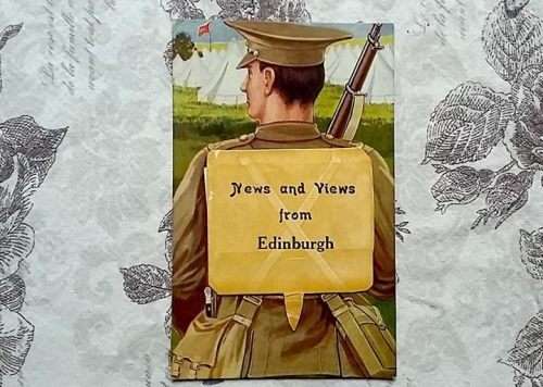 WW1 Novelty Fold-Out Frame Post Card - 'News and Views from Edinburgh'