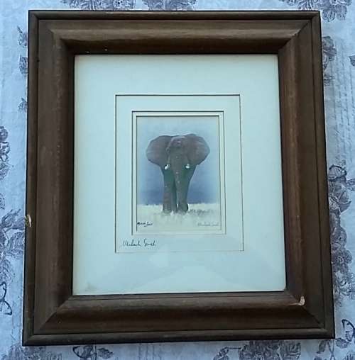 Malachi Smith (NOT LIMITED EDITION) Framed Print of Elephant with ORIGINAL Pencil Signature