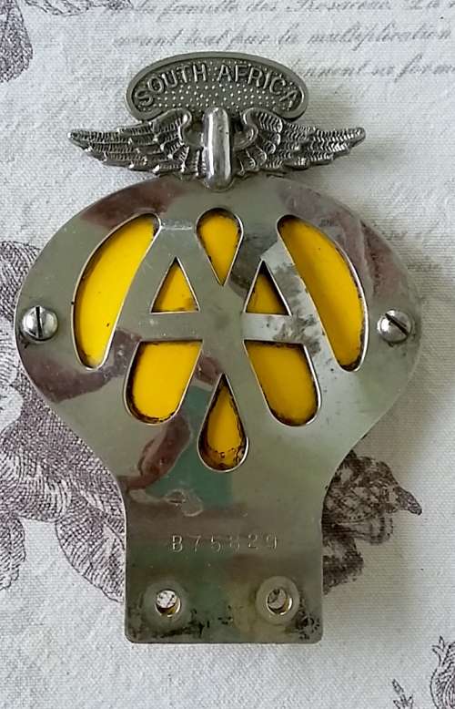 Vintage AA (Automobile Association) of South Africa Car Bumper Badge