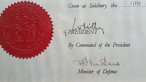 1978 Dated Rhodesian Army Certificate of Promotion
