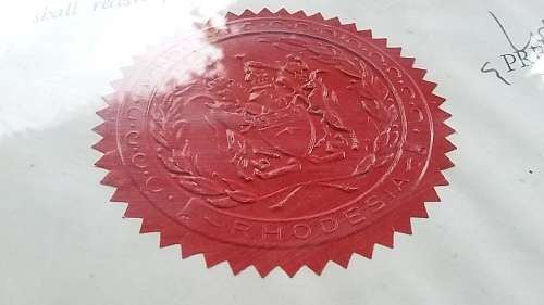1978 Dated Rhodesian Army Certificate of Promotion