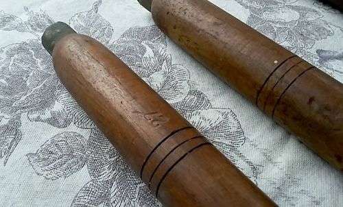 Set of Vintage Wooden Metal Spiked Cricket Wickets - No Bails