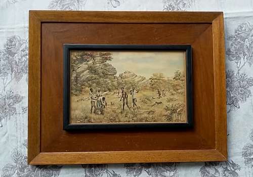 Original Diana Mallet-Veal (1883-1978)   Watercolour - African Hunting Scene
