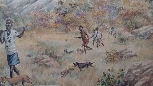 Original Diana Mallet-Veal (1883-1978)   Watercolour - African Hunting Scene