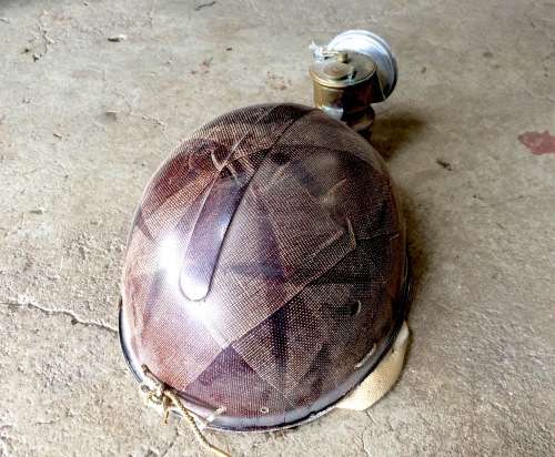Vintage Texolex Mining Helmet in Good Condition with Premier Brass Headlamp