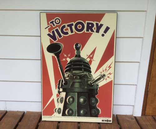 Vintage Style Dr. Who 'TO VICTORY' Poster Mounted on Wood (BBC)