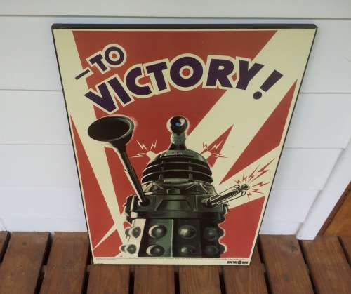 Vintage Style Dr. Who 'TO VICTORY' Poster Mounted on Wood (BBC)
