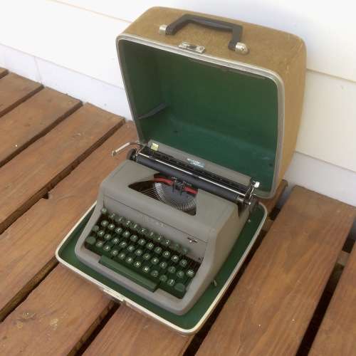 Original Olive Green Royal Senior Companion Portable Typewriter sold WITH RIBBONS!