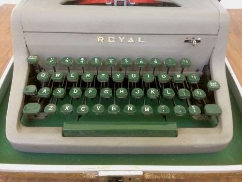 Original Olive Green Royal Senior Companion Portable Typewriter sold WITH RIBBONS!
