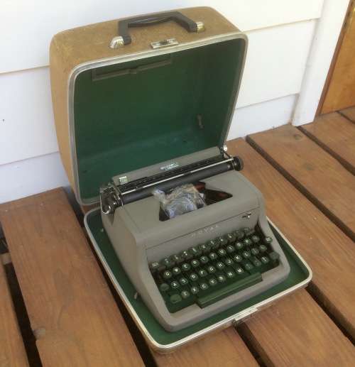 Original Olive Green Royal Senior Companion Portable Typewriter sold WITH RIBBONS!