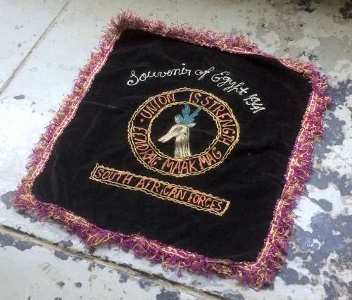 ORIGINAL WW2 EMBROIDERED UNION IS STRENGTH SOUTH AFRICAN ARMED FORCES SOUVENIR (SADF)