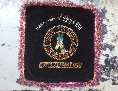 ORIGINAL WW2 EMBROIDERED UNION IS STRENGTH SOUTH AFRICAN ARMED FORCES SOUVENIR (SADF)