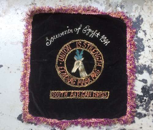 ORIGINAL WW2 EMBROIDERED UNION IS STRENGTH SOUTH AFRICAN ARMED FORCES SOUVENIR (SADF)