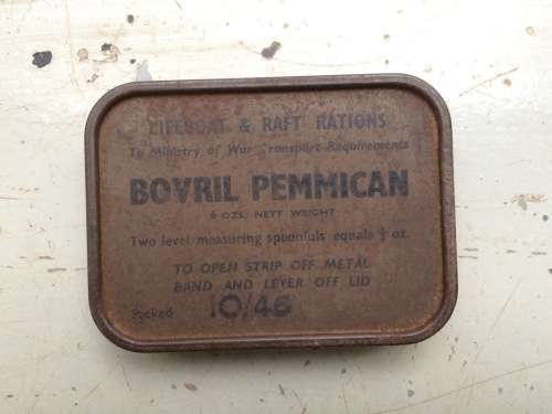 WW2 ERA BOVRIL PEMMICAN LIFEBOAT & RAFT RATION TIN