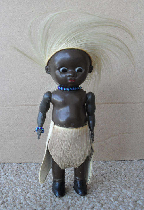 1950's SLEEPING ETHNIC / AFRICAN DOLL IN TRIBAL DRESS (FREE POSTAGE)