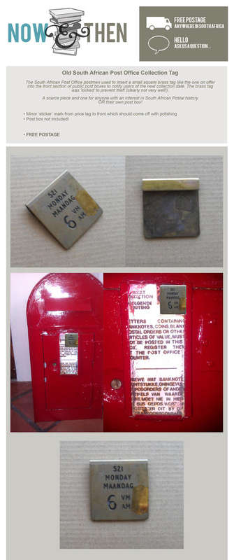 SAPO OLD SOUTH AFRICAN POST OFFICE COLLECTION TAG