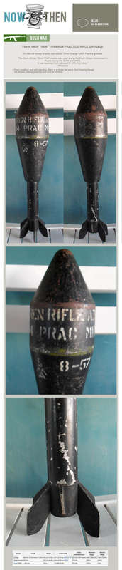 SCARCE 75MM SADF BORDER WAR PRACTICE 'HEAT' OR 'ENERGA' RIFLE GRENADE (ANGOLA)(BUSH WAR)
