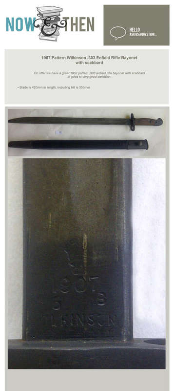 1907 PATTERN ENFIELD RIFLE BAYONET WW1 WORLD WAR 1 CEREMONIAL CHROMED WILKINSON
