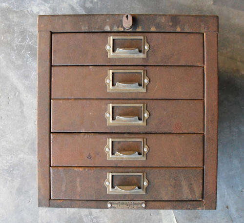VINTAGE INDUSTRIAL OWEN & RANDALL DESK-TOP FILING CABINET