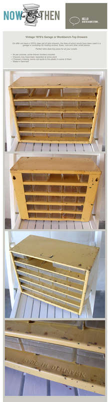 VINTAGE 1970S GARAGE WORKSHOP WORKBENCH DRAWERS TOOLS