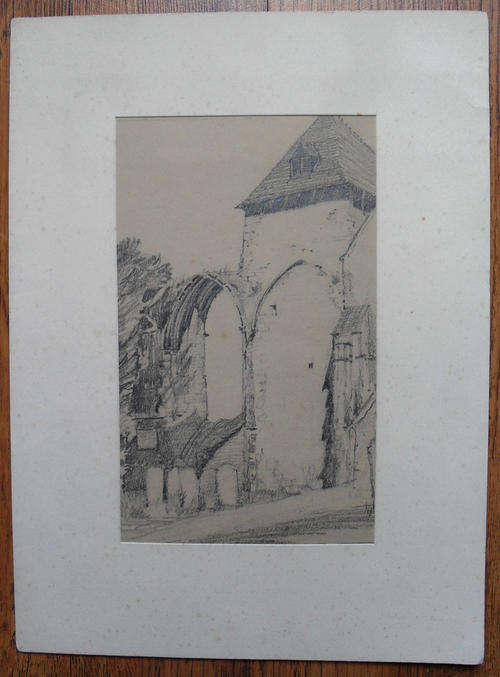 ORIGINAL PENCIL SKETCH OF WINCHELSEA CHURCH BY PERCY WESTWOOD (BORN 1878)