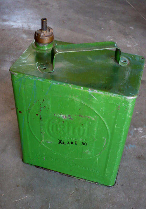 VINTAGE CASTROL 2 IMPERIAL GALLON OIL CAN (TIN)(MOBIL)(SHELL)(BP)(CALTEX)(TEXACO)(PEGASUS)