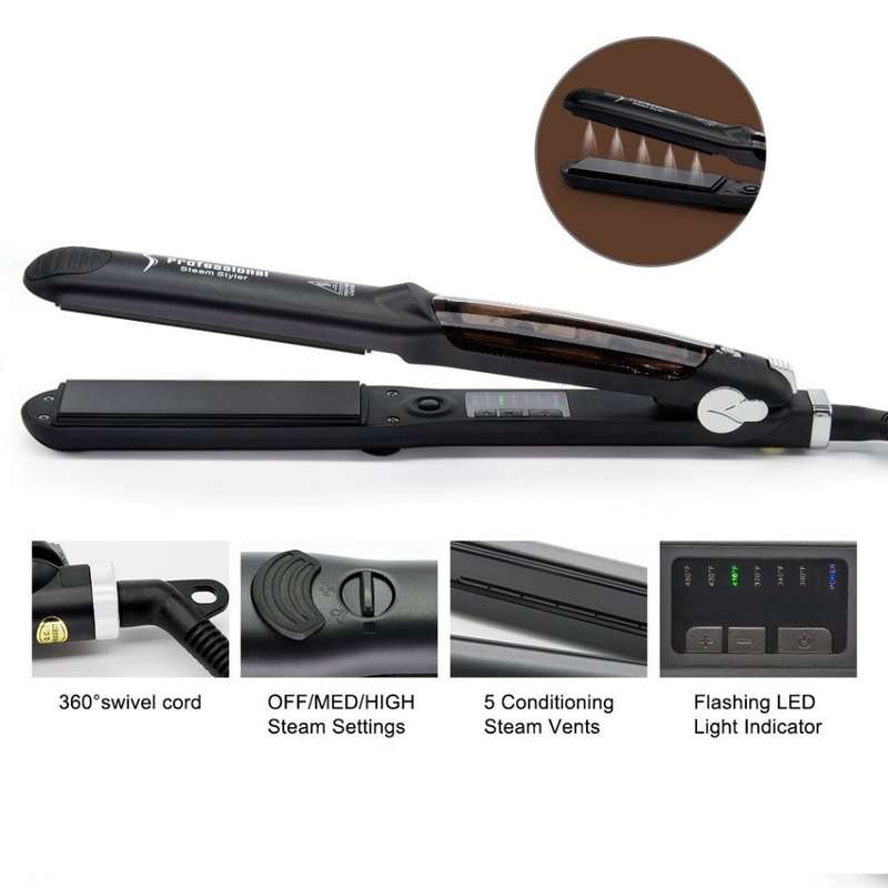 PROMO - 2017-2018 Professional 450F Argan Oil Infusion Steam Flat Iron w/ Fast Heating Ceramic Vapor
