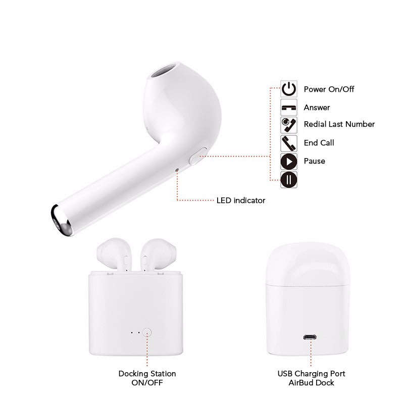 AirBuds Wireless Earbuds | Built-In Mic | Intelligent Noise Cancellation | incl. Charging Dock