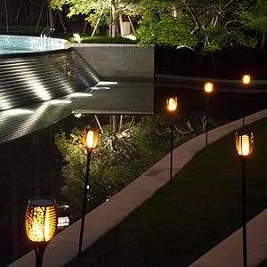 Solar Flame Sensor Activated LED TIKI TORCH Lights  XF-6017