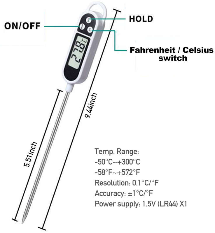Digital Cooking Thermometer  INSTANT RESULTS | Stainless Steel