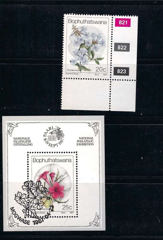 Bophuthatswana - 1987 Wild Flowers Full Set (MNH) and CTO Mini Sheet