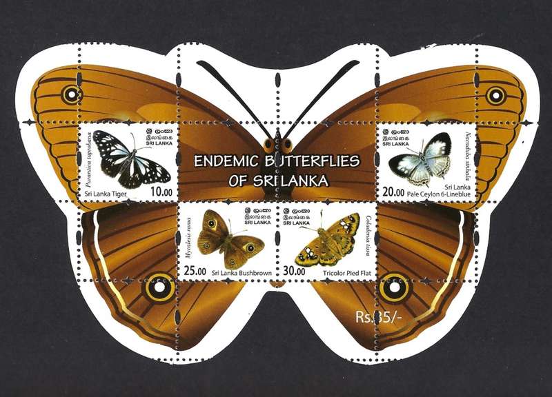 Sri Lanka 2022 - Endemic Butterflies - Sheet - MNH