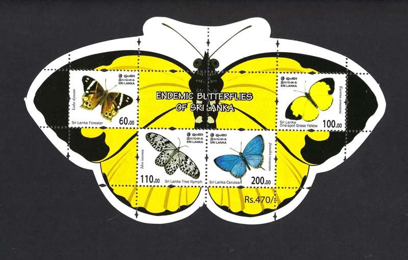 Sri Lanka - 2022 - Endemic Butterflies - Sheet - MNH