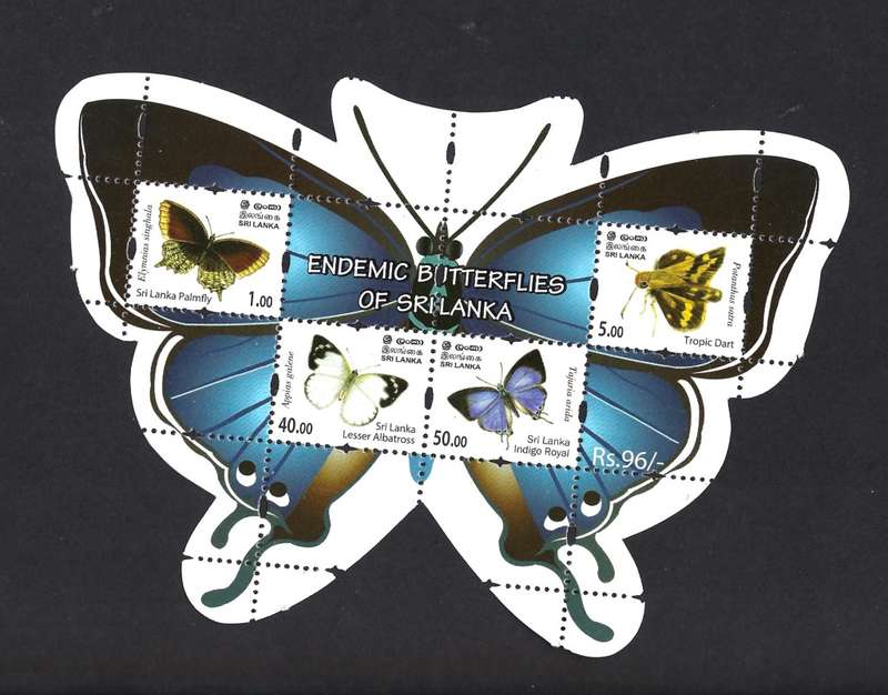 Sri Lanka - 2022 - Endemic Butterflies - Sheet - MNH
