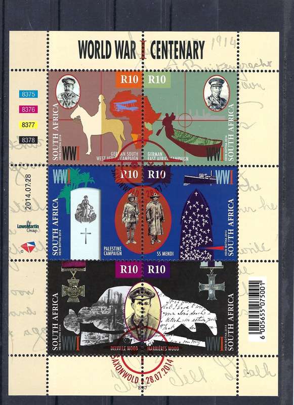 South Africa - 2014 -100th Anniversary of the Beginning of World War 1 - MNH