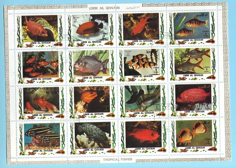 Umm al Qiwain - 1972 - Airmail Tropical Fish - MNH Sheet