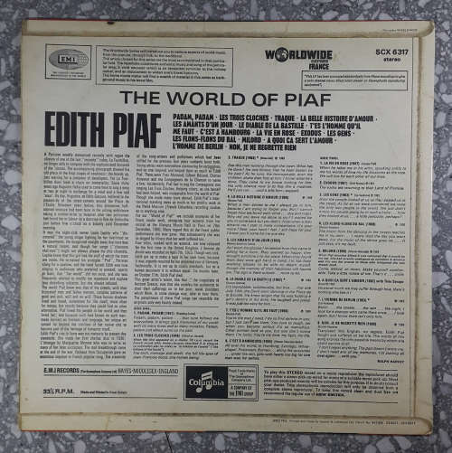 EDITH PIAF - THE WORLD OF PIAF Vinyl, LP, Compilation Country: UK Released: 1969