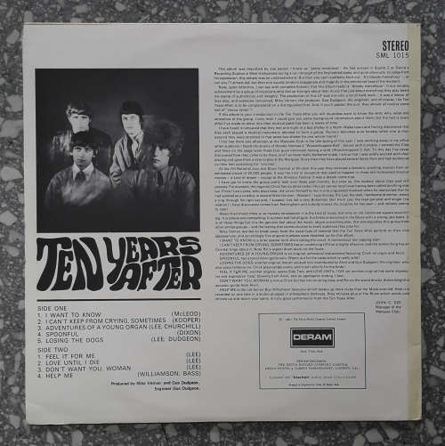 TEN YEARS AFTER - TEN YEARS AFTER Vinyl, LP, Album, Reissue, Stereo Country: UK Released: 1969