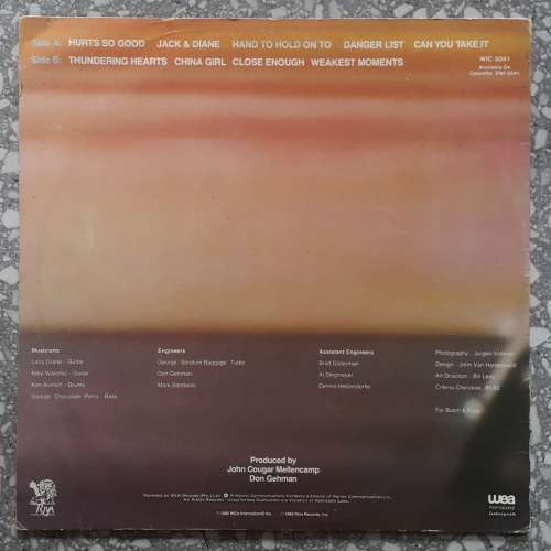 JOHN COUGAR - AMERICAN FOOL  LP, Album Country: South Africa Released: 1982