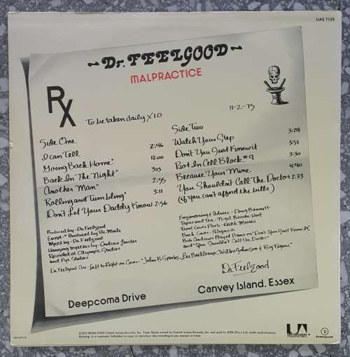 Dr. FEELGOOD - MALPRACTICE  Vinyl LP, Album Country: South Africa Released: 1975