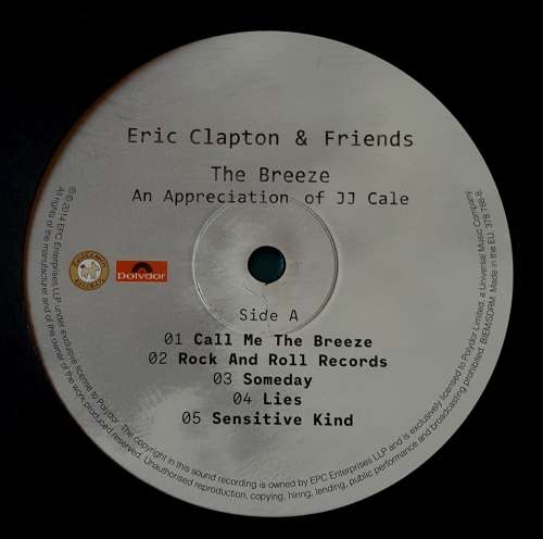 ERIC CLAPTON and FRIENDS - The Breeze(an appreciation of JJ CALE) LP, Vinyl,180g: EUROPE 2014