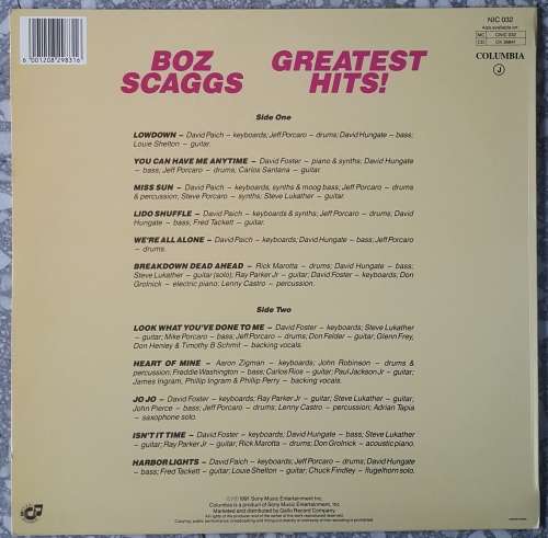 BOZ SCAGGS - GREATEST HITS! LP, Vinyl, Compilation Country: South Africa Released: 1991