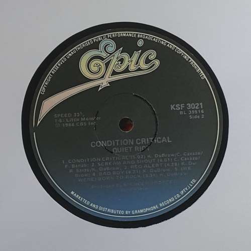 QUIET RIOT - CONDITION CRITICAL Vinyl, LP, Album Country: South Africa Released: 1984