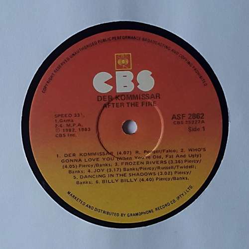AFTER THE FIRE(ATF) - DER KOMMISSAR Vinyl, LP, Compilation Country: South Africa Released: 1982