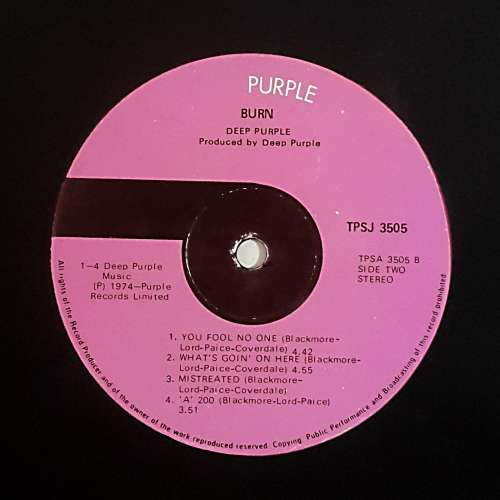 DEEP PURPLE - BURN Vinyl, LP, Album Country: South Africa Released: 1974