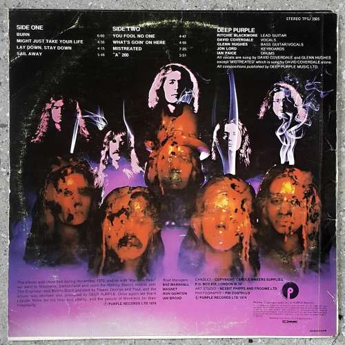 DEEP PURPLE - BURN Vinyl, LP, Album Country: South Africa Released: 1974