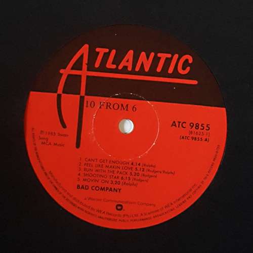 BAD COMPANY - 10 FROM 6 - THE BEST OF Vinyl, LP, Compilation Country: South Africa Released: 1986